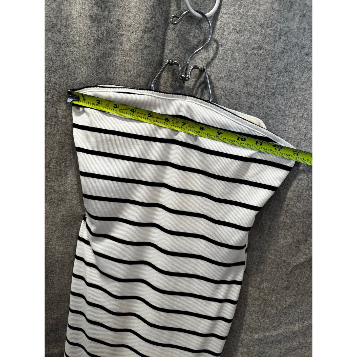 Strapless Whiite and Black Striped Dress