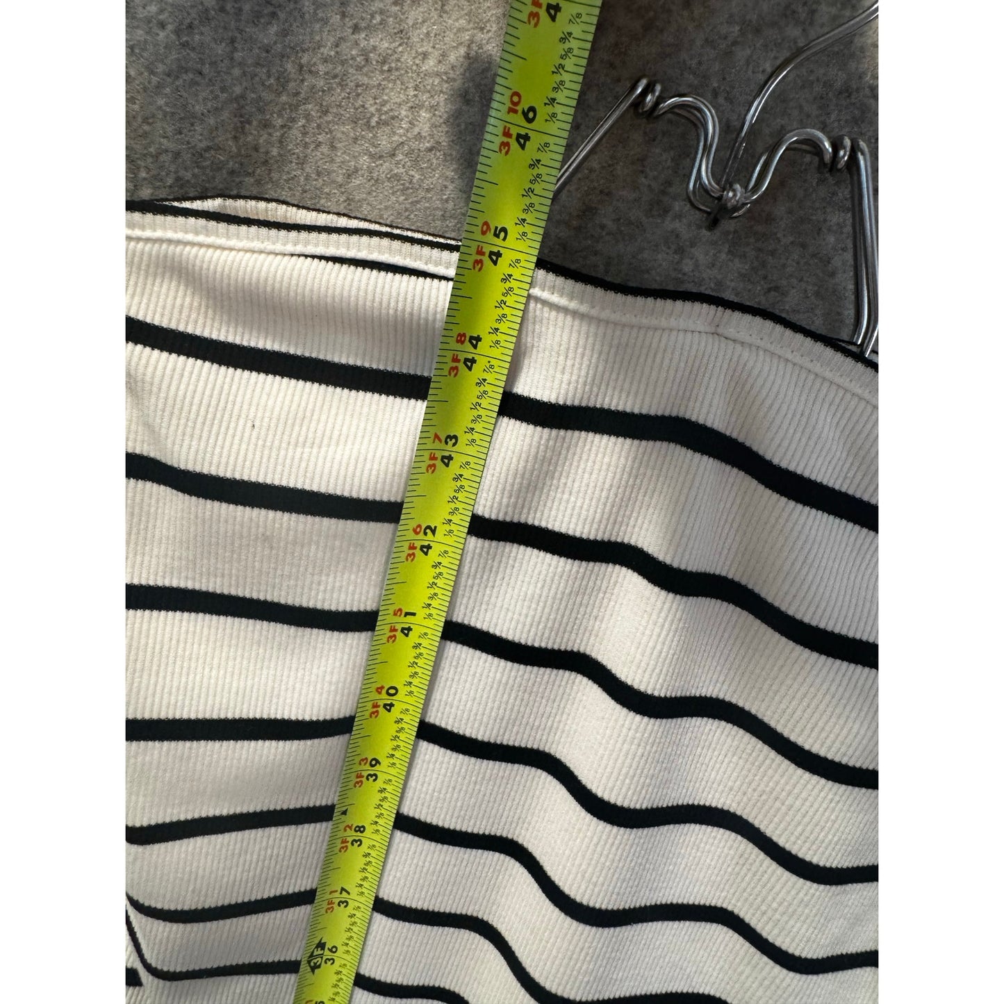 Strapless Whiite and Black Striped Dress