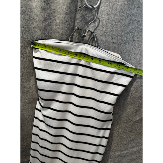 Strapless Whiite and Black Striped Dress